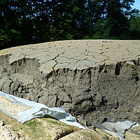 Terre drainée après utilisation du système de drainage Soiltain de Huesker