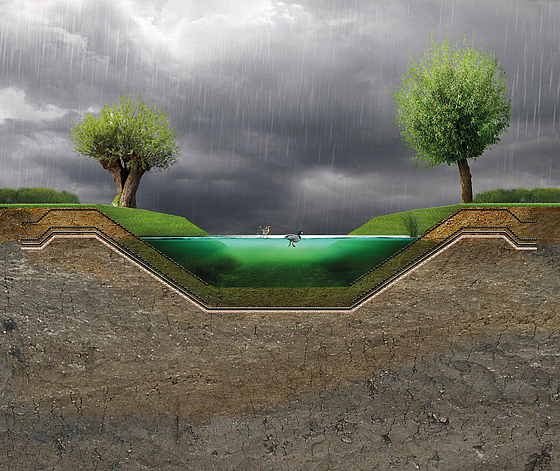 Etanchéité de bassin résistante à l'assèchement : NaBento® RL-N pour la rétention des eaux de pluie