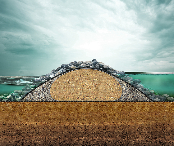 Épis et brise-lames pour une protection durable des côtes et des rivages grâce à l'utilisation de géosynthétiques et de matériaux de construction locaux